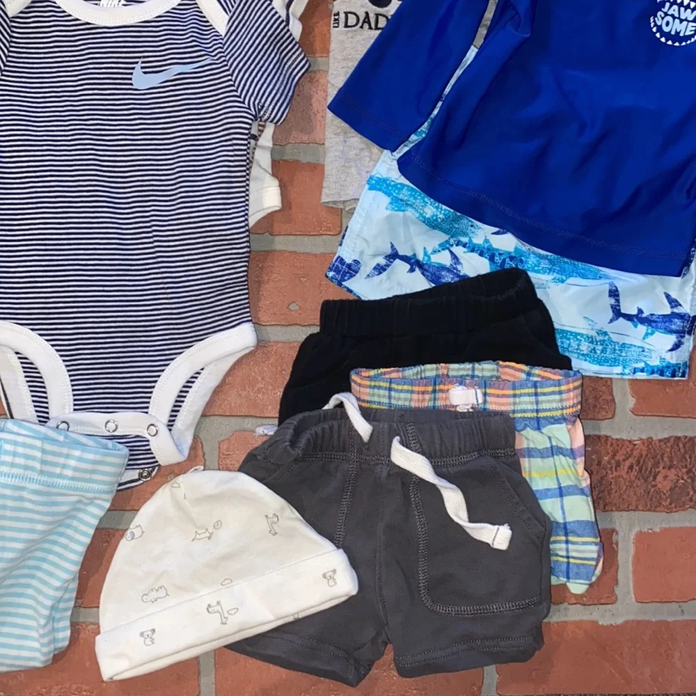 Babyboy 6m spring/summer footie onesie swim bundle!!